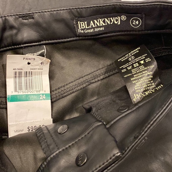 BlankNYC Faux Leather Exposed Button Fly Pants NEW - Picture 9 of 16